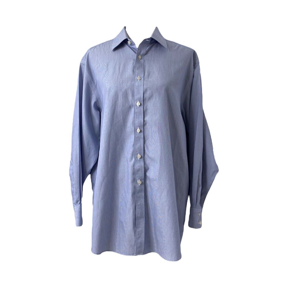 Mens 16.5 33 Inch Dress Shirt Charles Tyrwhitt Blue Non-Iron Long Sleeve